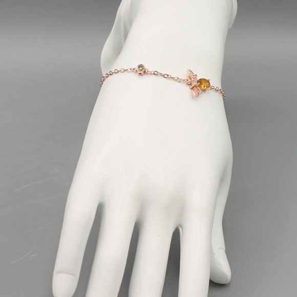 Bee bracelet rose gold tone citrine peridot - Picture 3 of 6